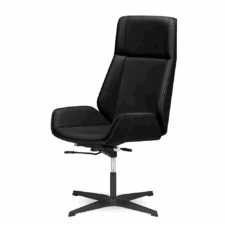 Fotel Biurowy Timo High Czarna skóra (podstawa stała) Czarny dąb Skóra naturalna Czarna