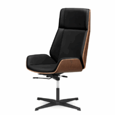 Fotel Biurowy Timo High Czarna skóra (podstawa stała) Ciemny orzech Skóra ekologiczna Czarna