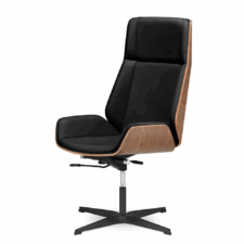 Fotel Biurowy Timo High Czarna skóra (podstawa stała) Jasny orzech Skóra ekologiczna Czarna