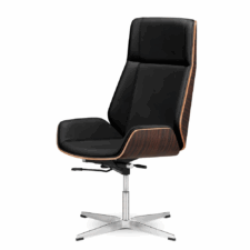 Fotel Biurowy Timo High Czarna skóra (podstawa stała) Ebony Skóra ekologiczna Chromowana