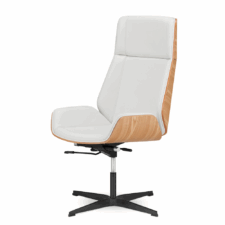 Fotel Biurowy Timo High Biała skóra (podstawa stała) Jasny dąb Skóra ekologiczna Czarna