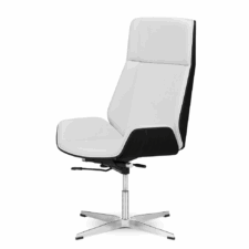 Fotel Biurowy Timo High Biała skóra (podstawa stała) Czarny dąb Skóra naturalna Chromowana