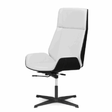 Fotel Biurowy Timo High Biała skóra (podstawa stała) Czarny dąb Skóra naturalna Czarna