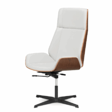 Fotel Biurowy Timo High Biała skóra (podstawa stała) Ciemny orzech Skóra naturalna Czarna