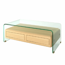 Kivik stolik kawowy szklany nowoczesny WD Jasny dąb