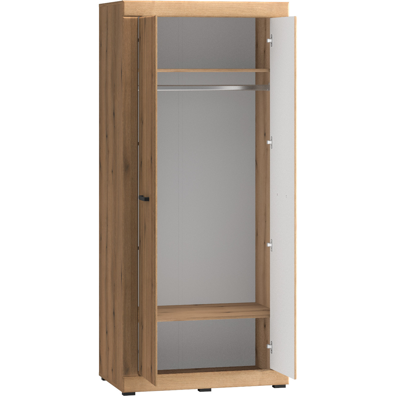 Szafa dwudrzwiowa DORIS 01 dąb evoke z drążkiem ubraniowym i cichym domykiem - obrazek 4