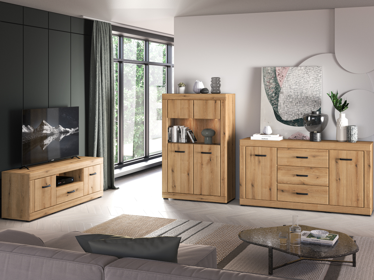 Meble do salonu DORIS 1 dąb evoke