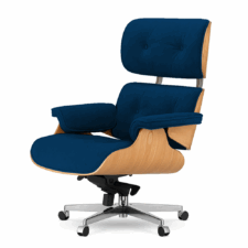 Fotel Biurowy Lucera inspirowany Velvet Jasny dąb Ciemnogranatowy (SWAN-18)