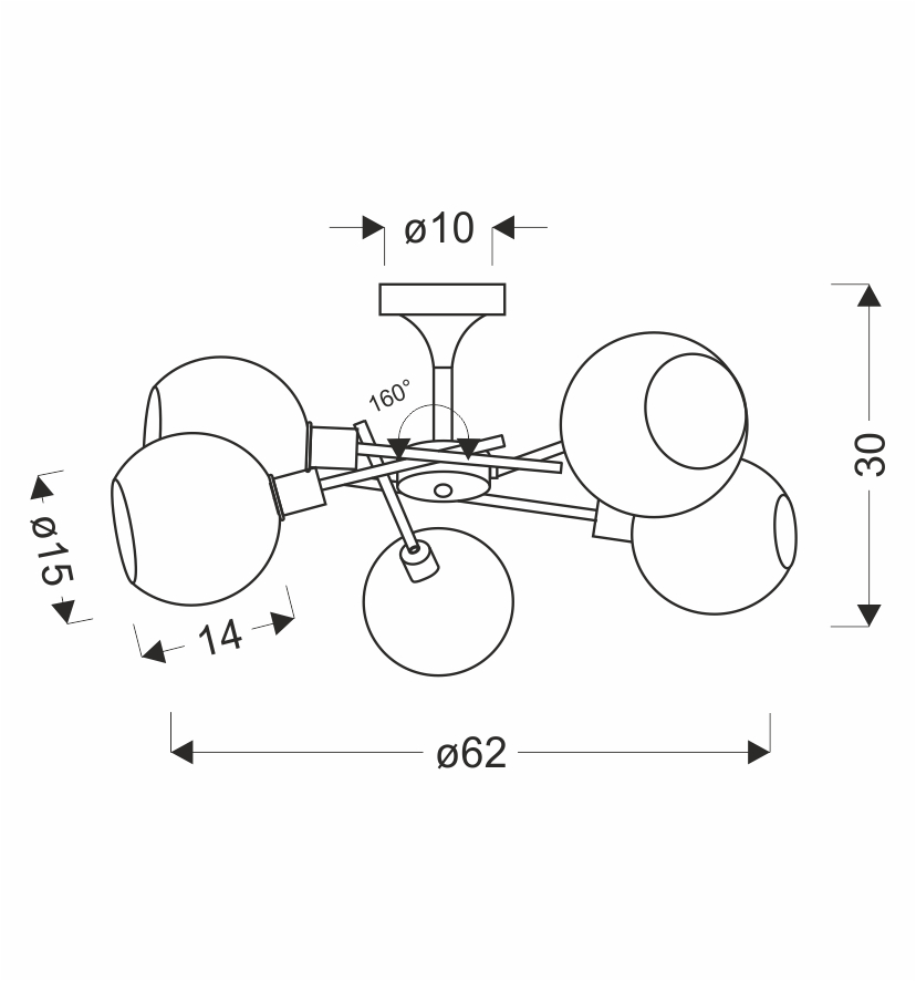 Lampa wisząca CESAR srebrna 5x40W E27 nowoczesna elegancja do salonu jadalni sypialni - obrazek 3
