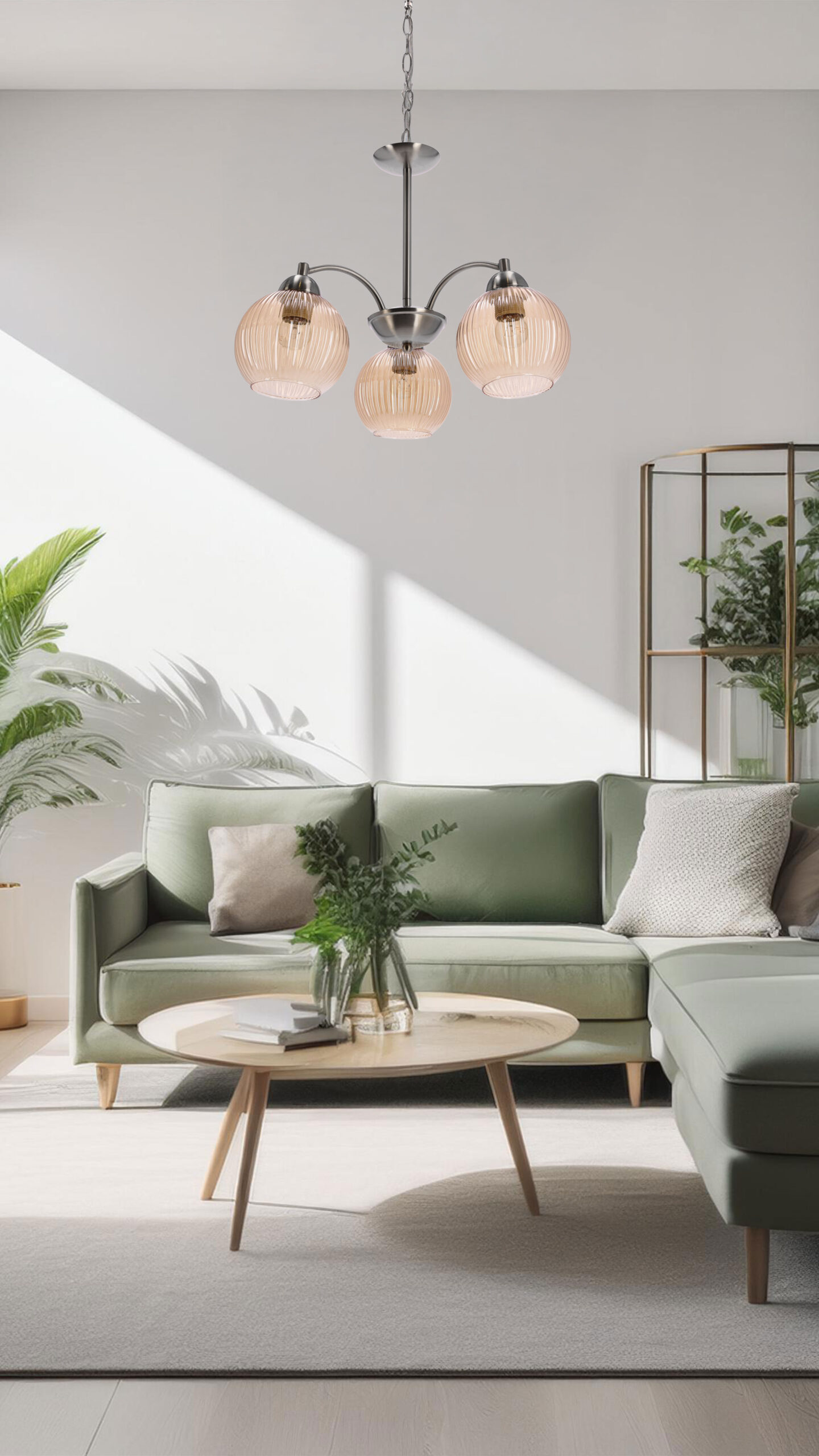 Lampa wisząca MEDINA srebrna 3x60W E27klasyczna elegancja do salonu jadalni - obrazek 3