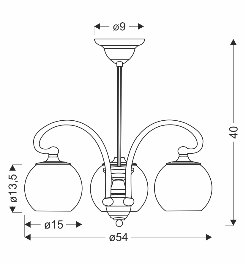 Lampa wisząca TORES stare złoto 3x60W E27 klasyczna oprawa sufitowa do salonu jadalni sypialni - obrazek 3