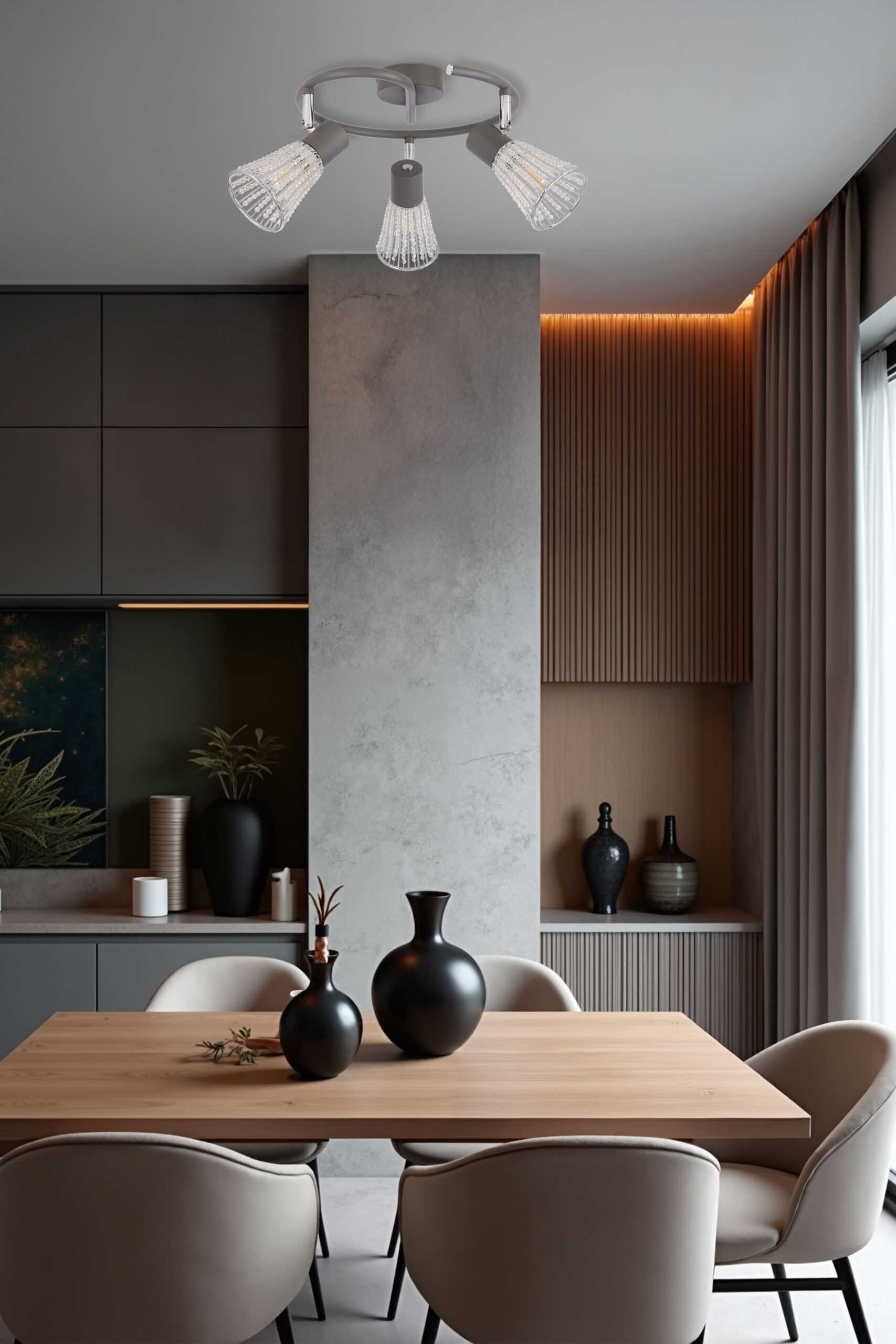 Lampa sufitowa spirala CURTIS szara 3x40W E14 nowoczesna oprawa oświetleniowa do salonu sypialni przedpokoju - obrazek 3