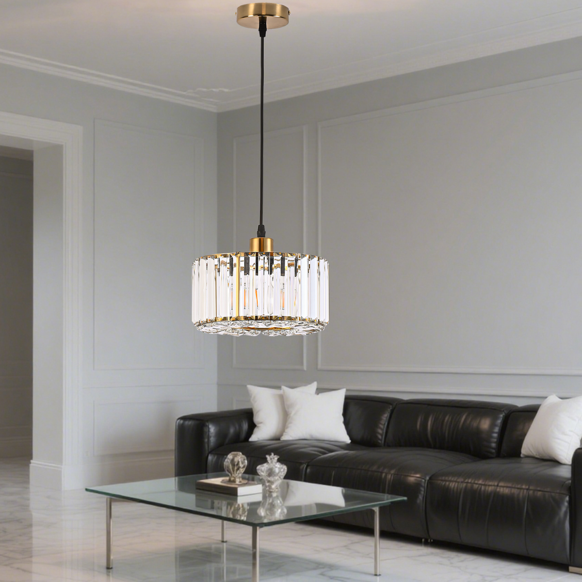 Okrągła lampa wisząca Vetro Złota1xE27 - obrazek 3