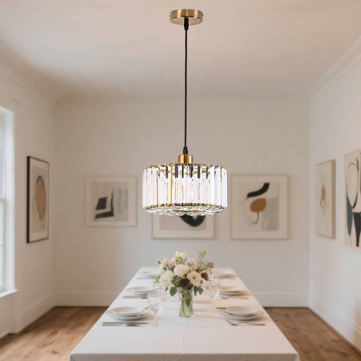 Okrągła lampa wisząca Vetro Złota1xE27 - obrazek 4