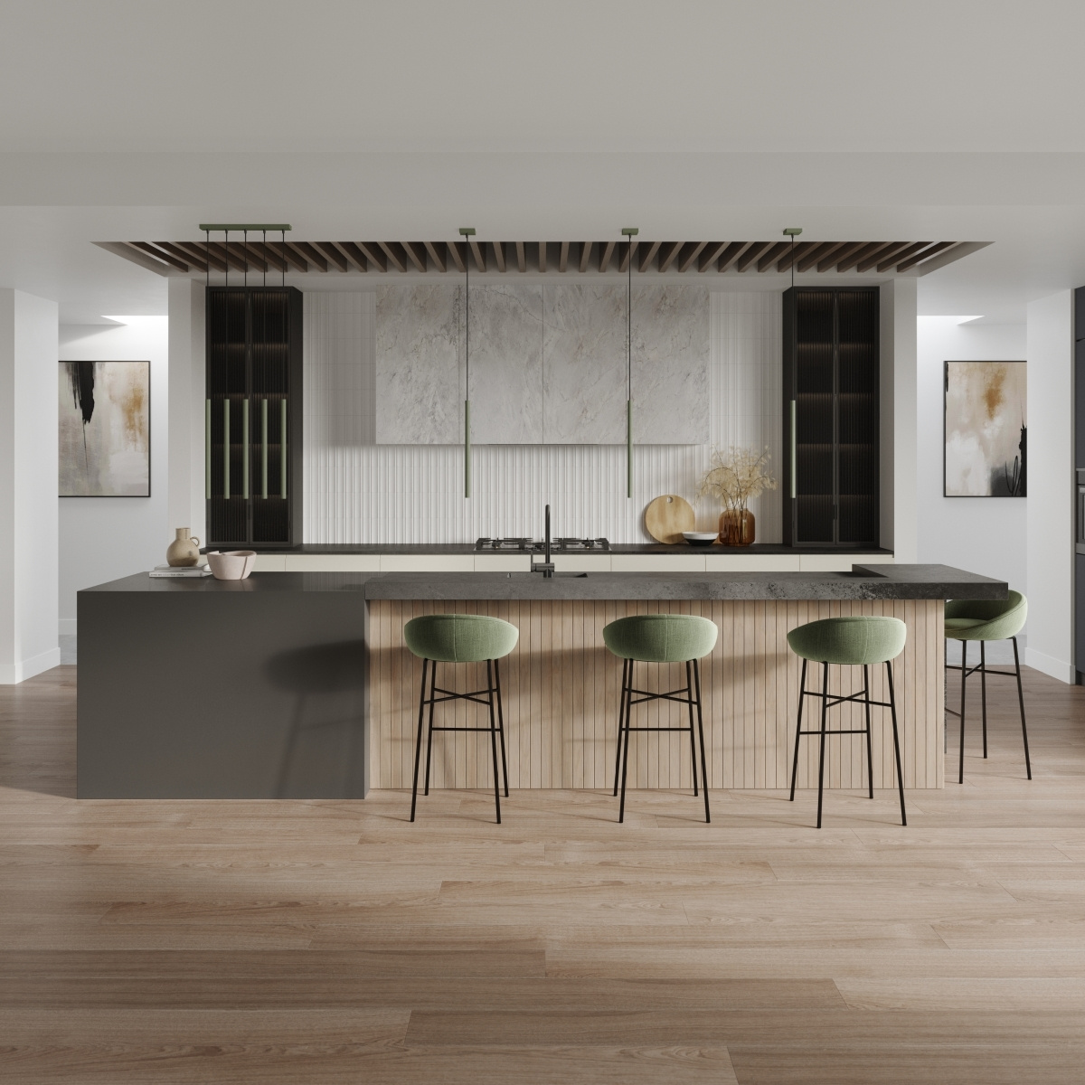 Lampa wisząca PASTELO 3 zielona oliwka - obrazek 3