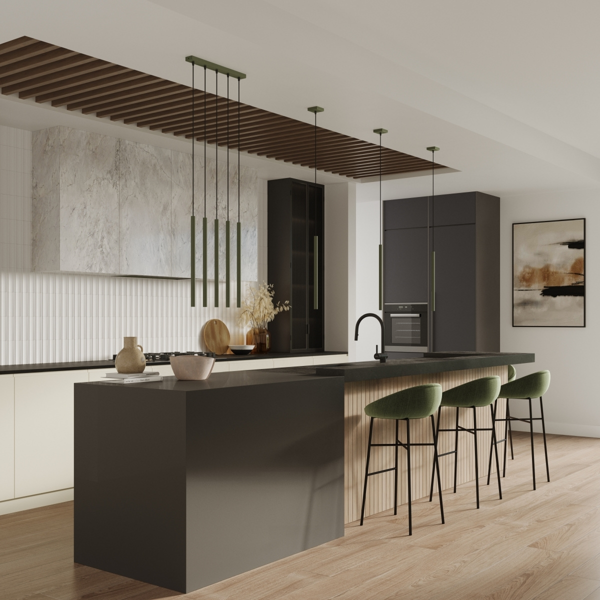 Lampa wisząca PASTELO 3 zielona oliwka - obrazek 4