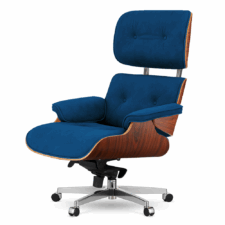 Fotel Lucera XL inspirowany Lounge Chair velvet granatowy brazylijski palisander – designerski fotel premium