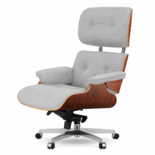 Fotel Lucera XL inspirowany Lounge Chair velvet jasnoszary brazylijski palisander – designerski fotel premium