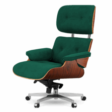 Stylowy fotel salonowy Lucera XL Butelkowy – designerski fotel welwetowy do biura i salonu, prestiżowy wygląd, brazylijski palisander