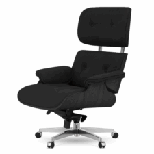 Lucera Velvet Czarny – designerski fotel lounge do gabinetu i biura premium na podstawie czarny dąb