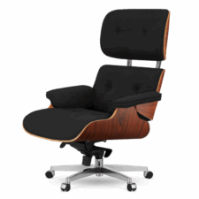 Fotel Lucera XL inspirowany Lounge Chair velvet czarny brazylijski palisander – designerski fotel premium