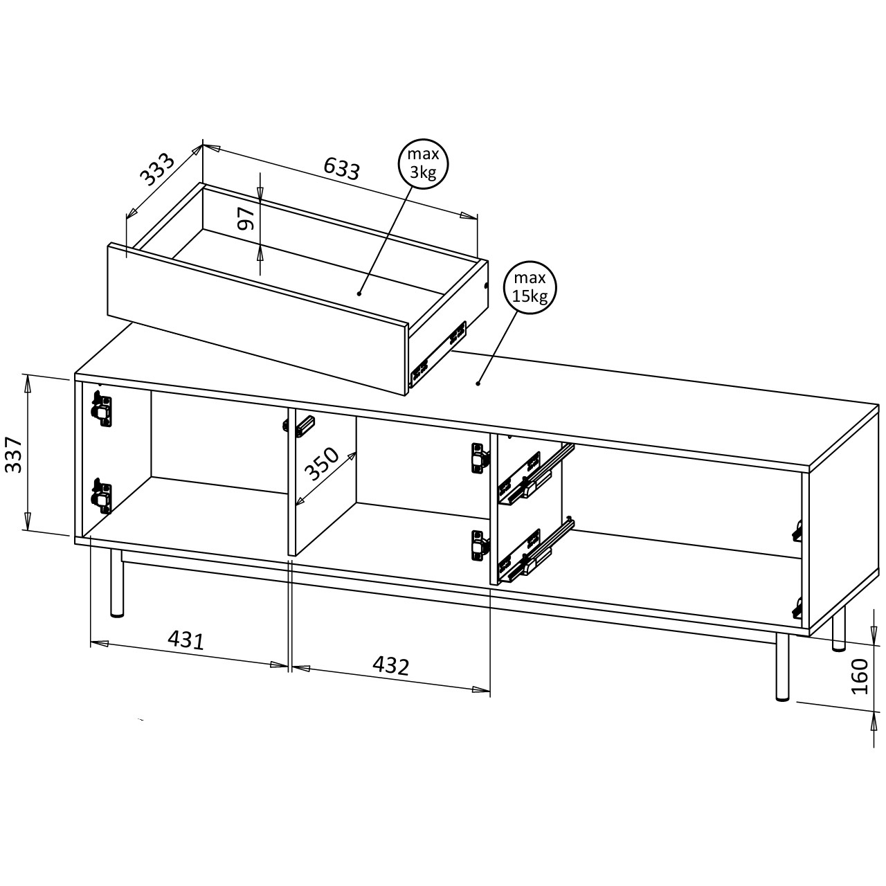 Komoda RTV ZETA 04 dąb olejowany / kaszmir - obrazek 5
