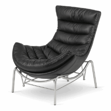 Fotel wypoczynkowy bujany Hoor skórzany czarny – nowoczesny fotel wypoczynkowy z funkcją bujania i tapicerką ze skóry ekologicznej