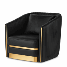 Fotel Lux skórzany wypoczynkowy do gabinetu styl glamour Czarny Skóra ekologiczna