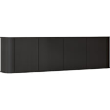 Komoda czarna XXL 4 Drzwiowa AZELIO przypodłogowa z zaokrąglonymi rogami i systemem push-to-open