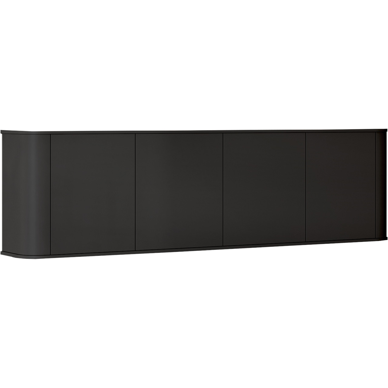 Komoda czarna XXL 4 Drzwiowa AZELIO przypodłogowa z zaokrąglonymi rogami i systemem push-to-open