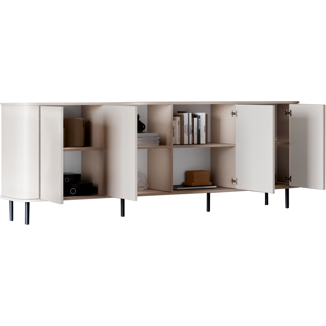 Komoda XXL AZELIO 4DN kaszmir – pojemna komoda na czarnych nóżkach z systemem PUSH-TO-OPEN - obrazek 3