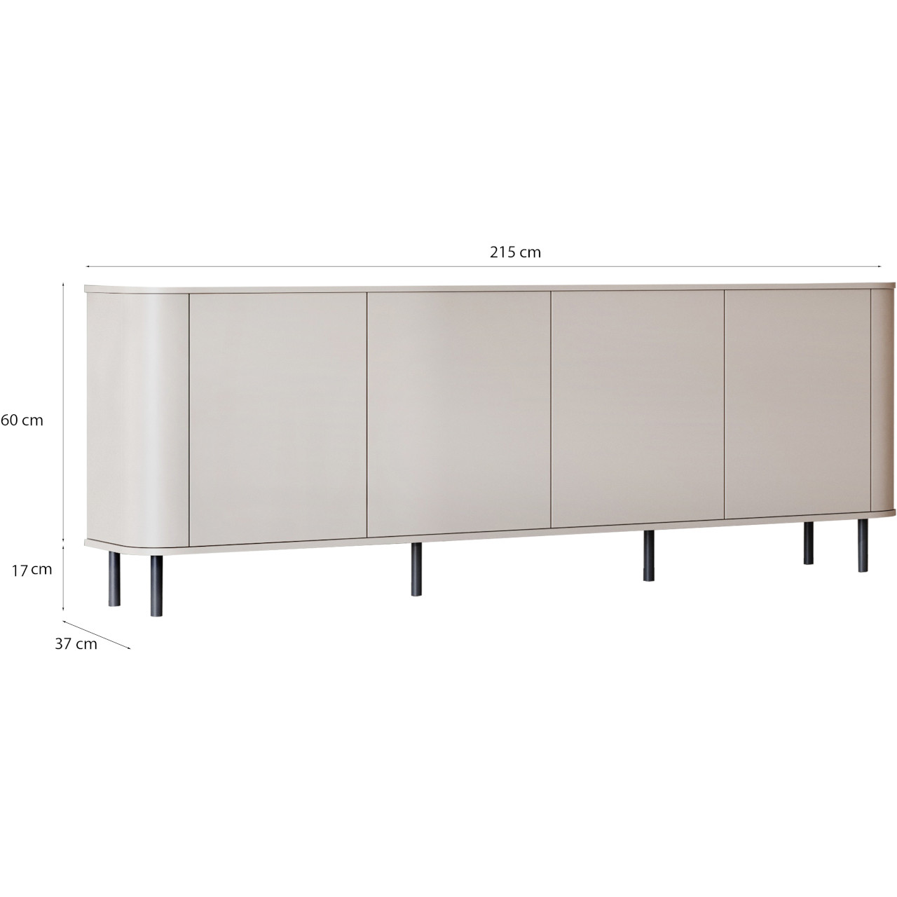 Komoda XXL AZELIO 4DN kaszmir – pojemna komoda na czarnych nóżkach z systemem PUSH-TO-OPEN - obrazek 4