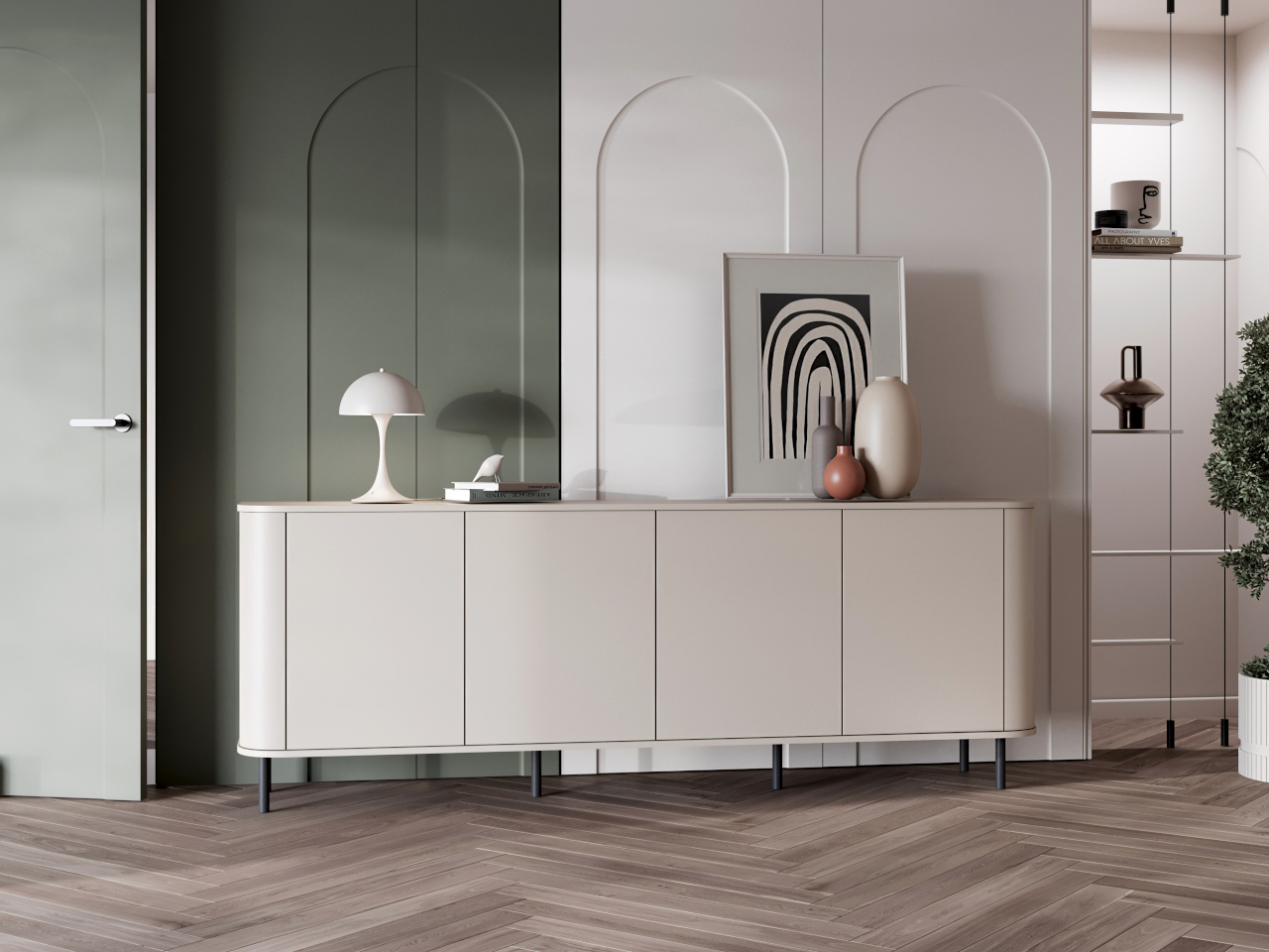 Komoda XXL AZELIO 4DN kaszmir – pojemna komoda na czarnych nóżkach z systemem PUSH-TO-OPEN - obrazek 5