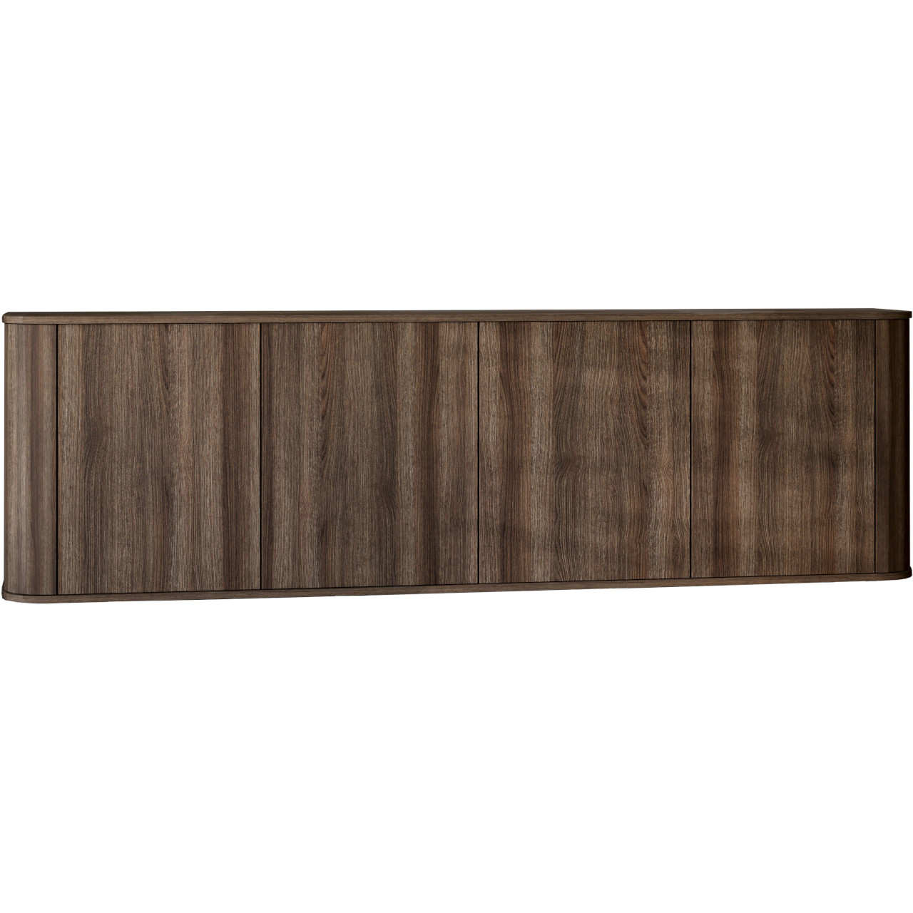 Komoda 4Drzwiowa AZELIO 215 cm Dąb Barock z zaokrąglonymi narożnikami i czarnymi nogami PUSH-TO-OPEN