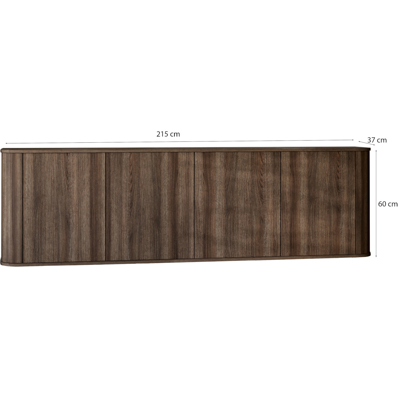 Komoda 4Drzwiowa AZELIO 215 cm Dąb Barock z zaokrąglonymi narożnikami i czarnymi nogami PUSH-TO-OPEN - obrazek 4