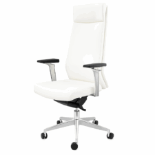 Fotel Biurowy Ribe High ML Przód skóra naturalna / tył skóra ekologiczna Biały