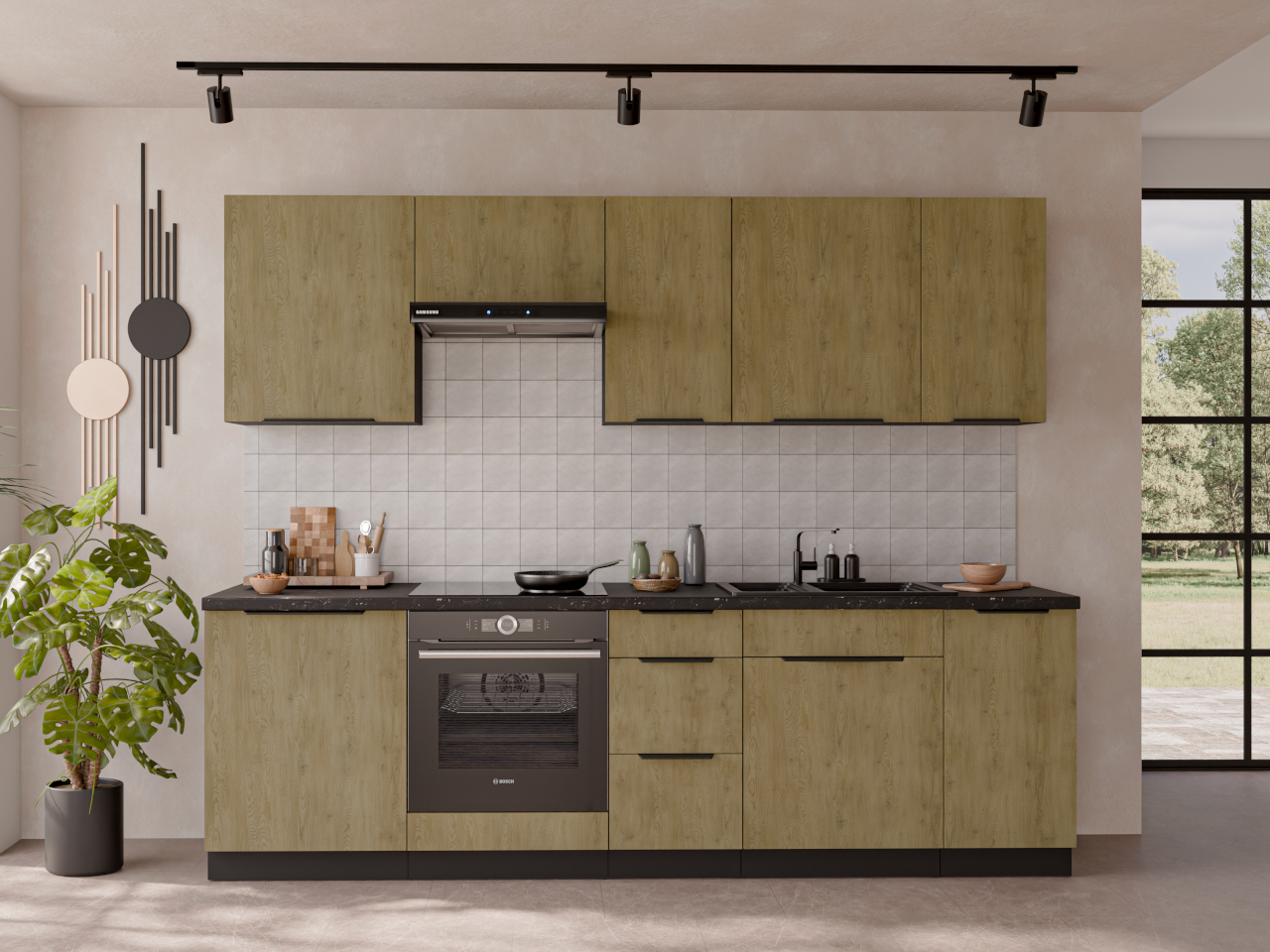 Szafka górna narożna 60 CAMERON 27 czarny / dąb artisan - obrazek 5