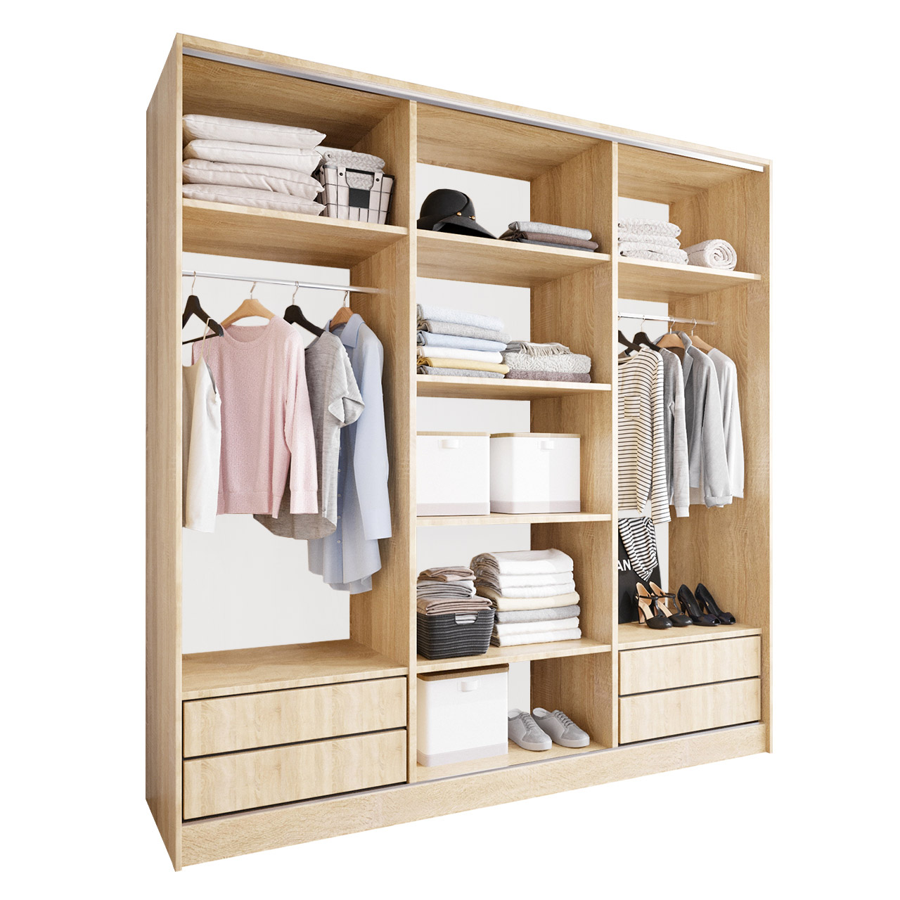 Szafa przesuwna z szufladami BRITTO D 200 sonoma - obrazek 3