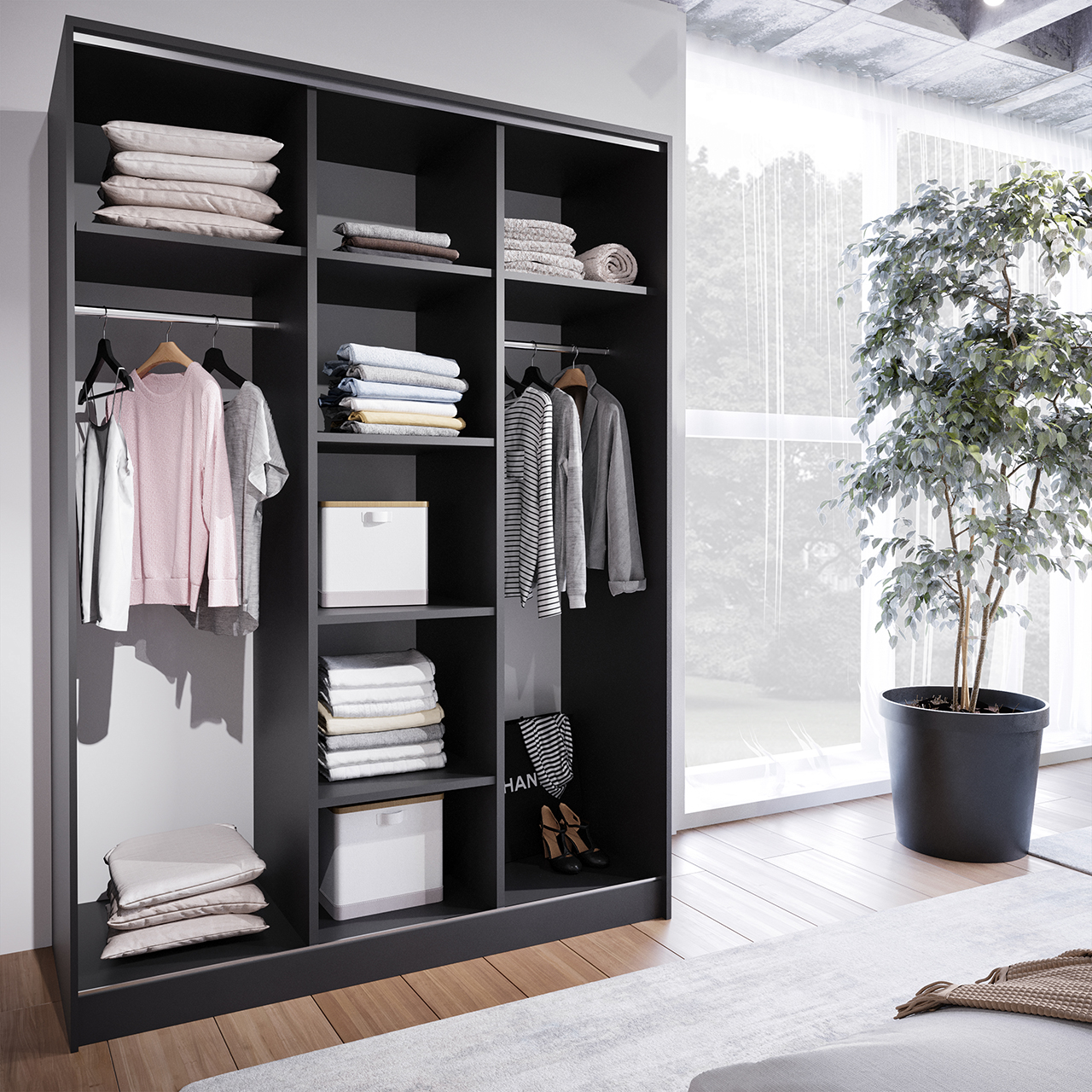 Szafa przesuwna BRITTO B 150 czarna - obrazek 3