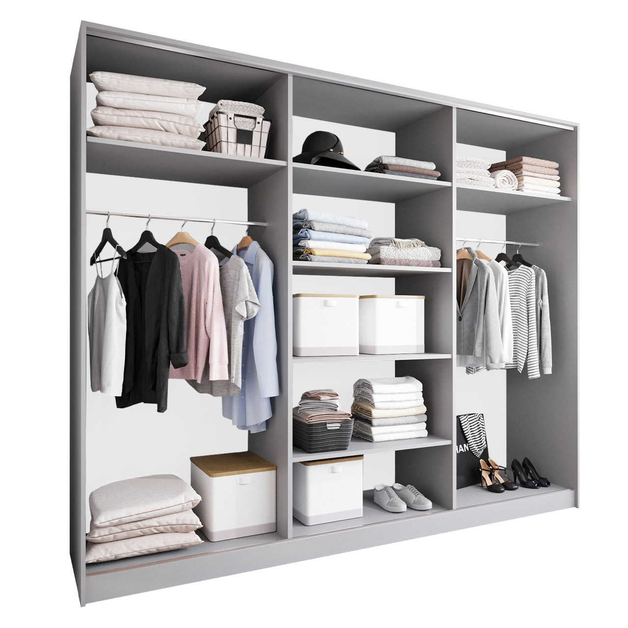 Szafa przesuwna z lustrem CORINA B 270 szara - obrazek 3