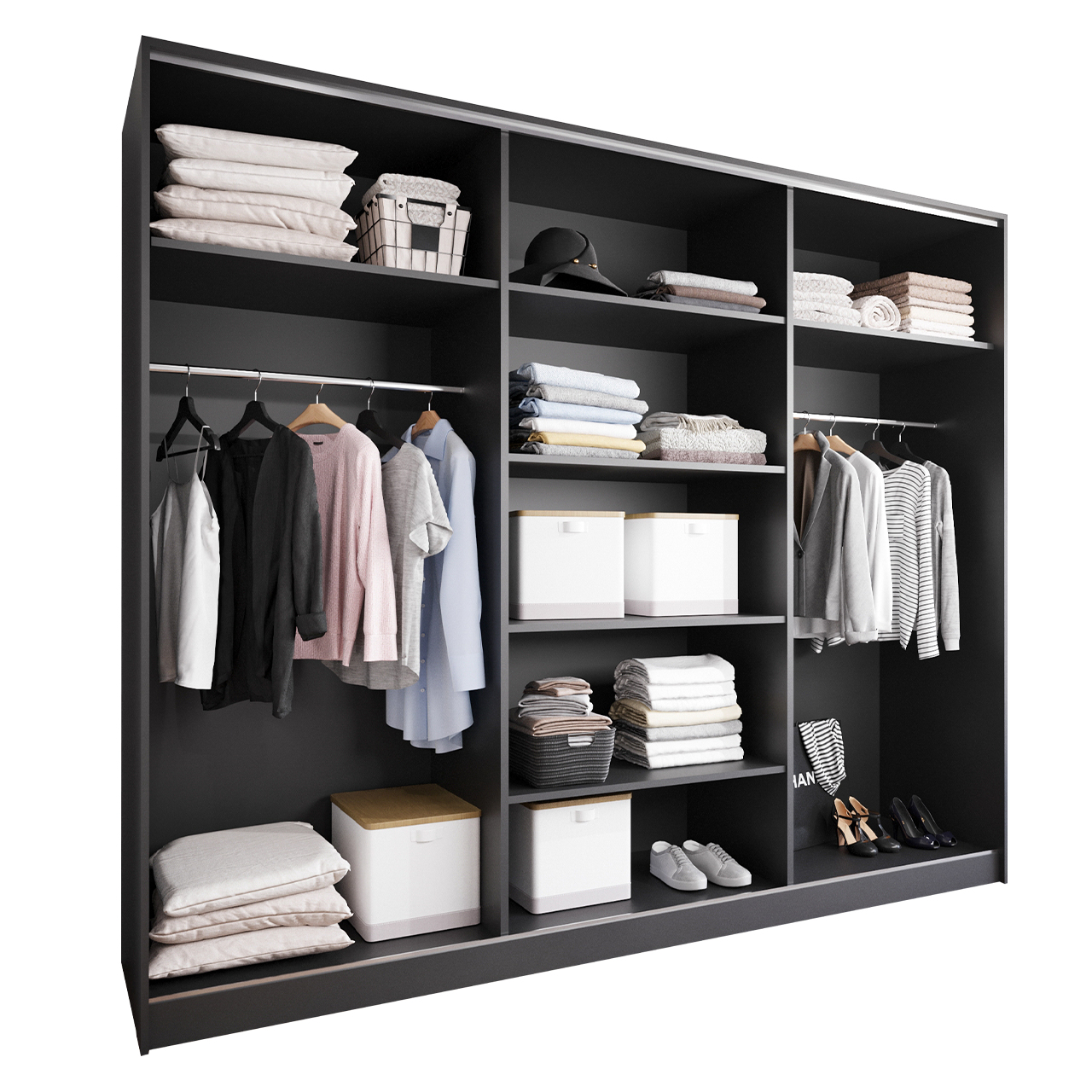 Szafa przesuwna z lustrem CORINA B 250 czarna - obrazek 3