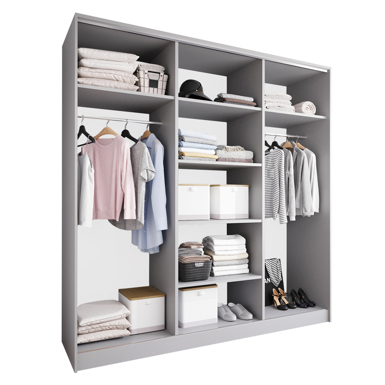 Szafa przesuwna z lustrem CORINA B 180 szara - obrazek 3