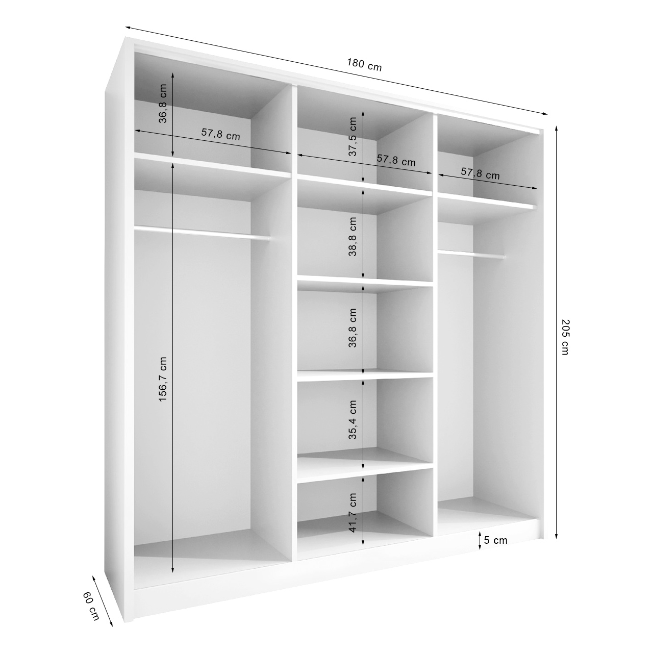 Szafa przesuwna z lustrem GRANO B 180 sonoma - obrazek 4