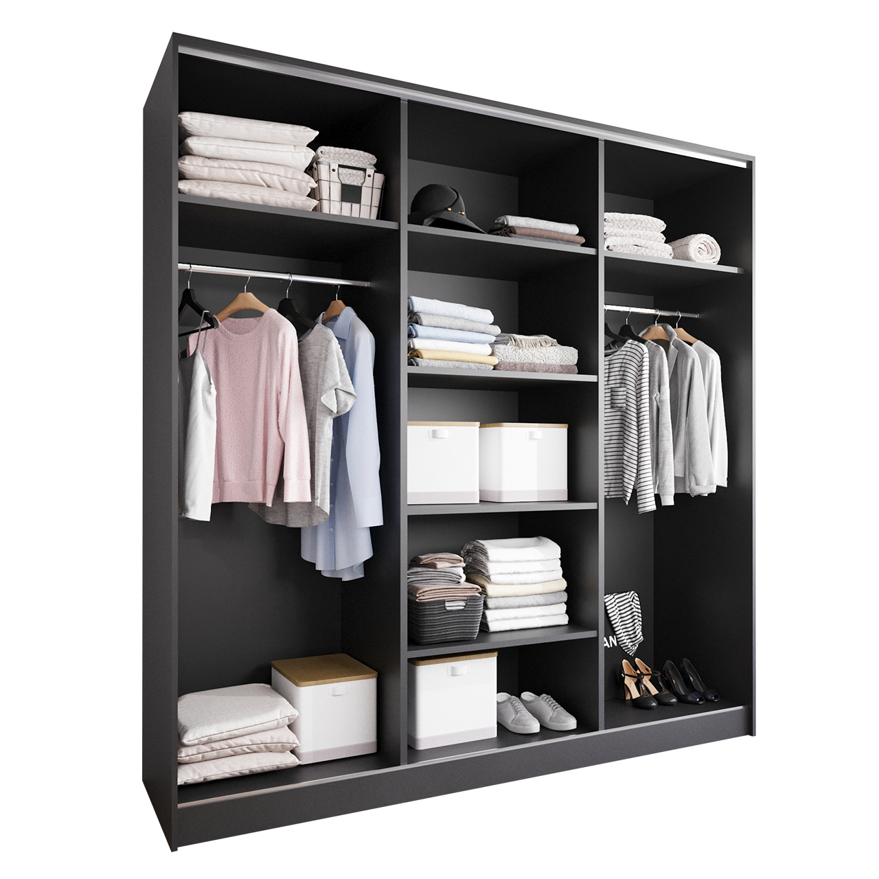 Szafa przesuwna LOTUS B 200 czarna - obrazek 3