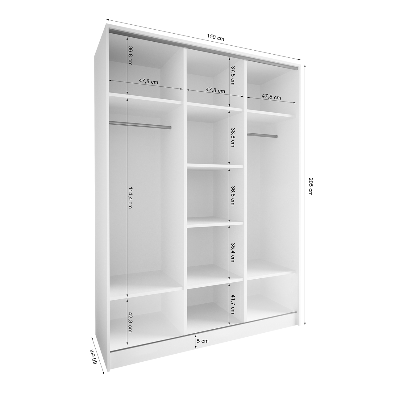 Szafa przesuwna z lustrem ELIA B 150 czarna - obrazek 4