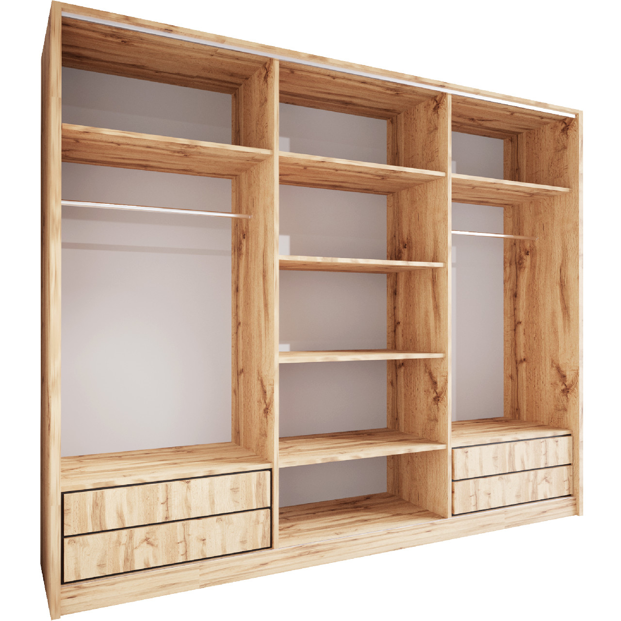 Szafa przesuwna z lustrem i szufladami ELIA D 270 dąb wotan - obrazek 3