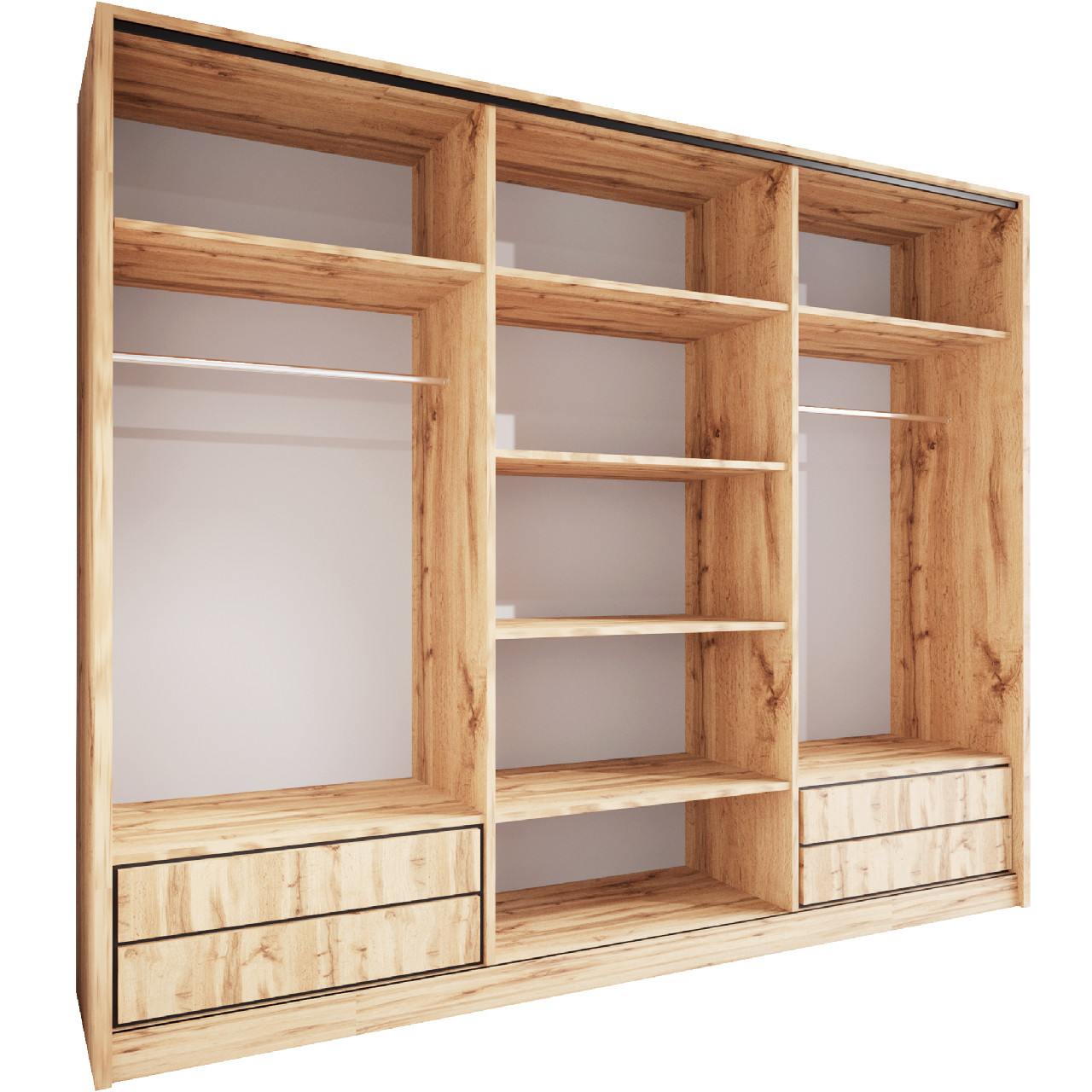 Szafa przesuwna z lustrem i szufladami NOVI D 250 dąb wotan - obrazek 3