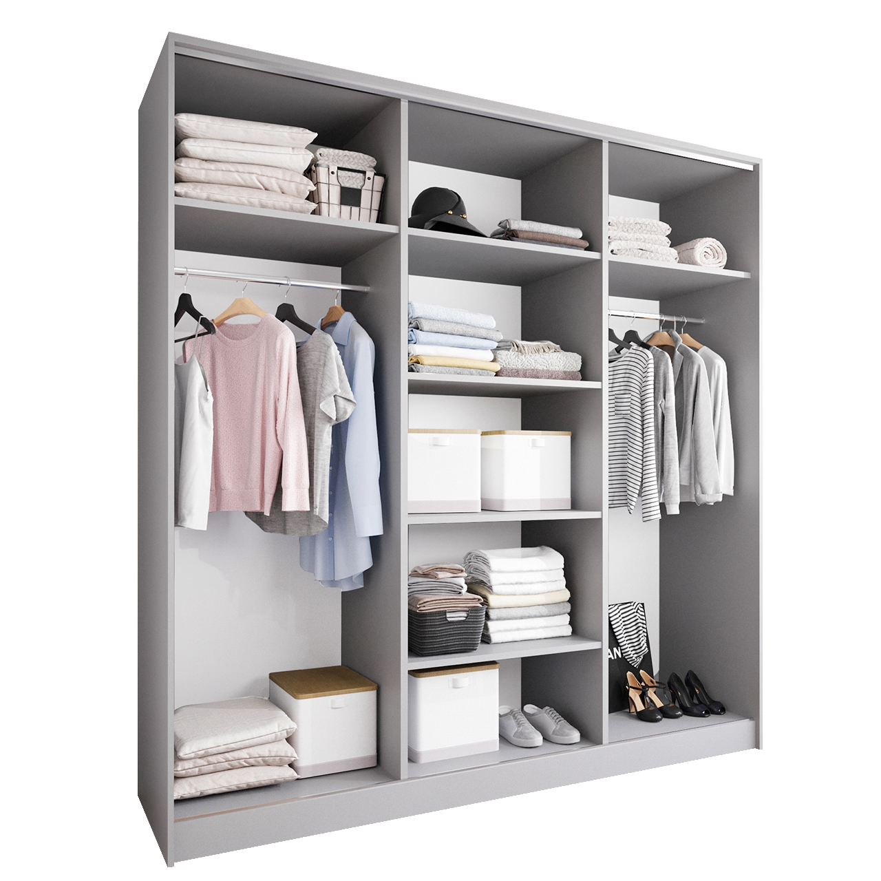 Szafa przesuwna CETI B 200 szary / dąb wotan / czarny - obrazek 3