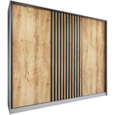 Szafa przesuwna CETI B 250 szary / dąb wotan / czarny