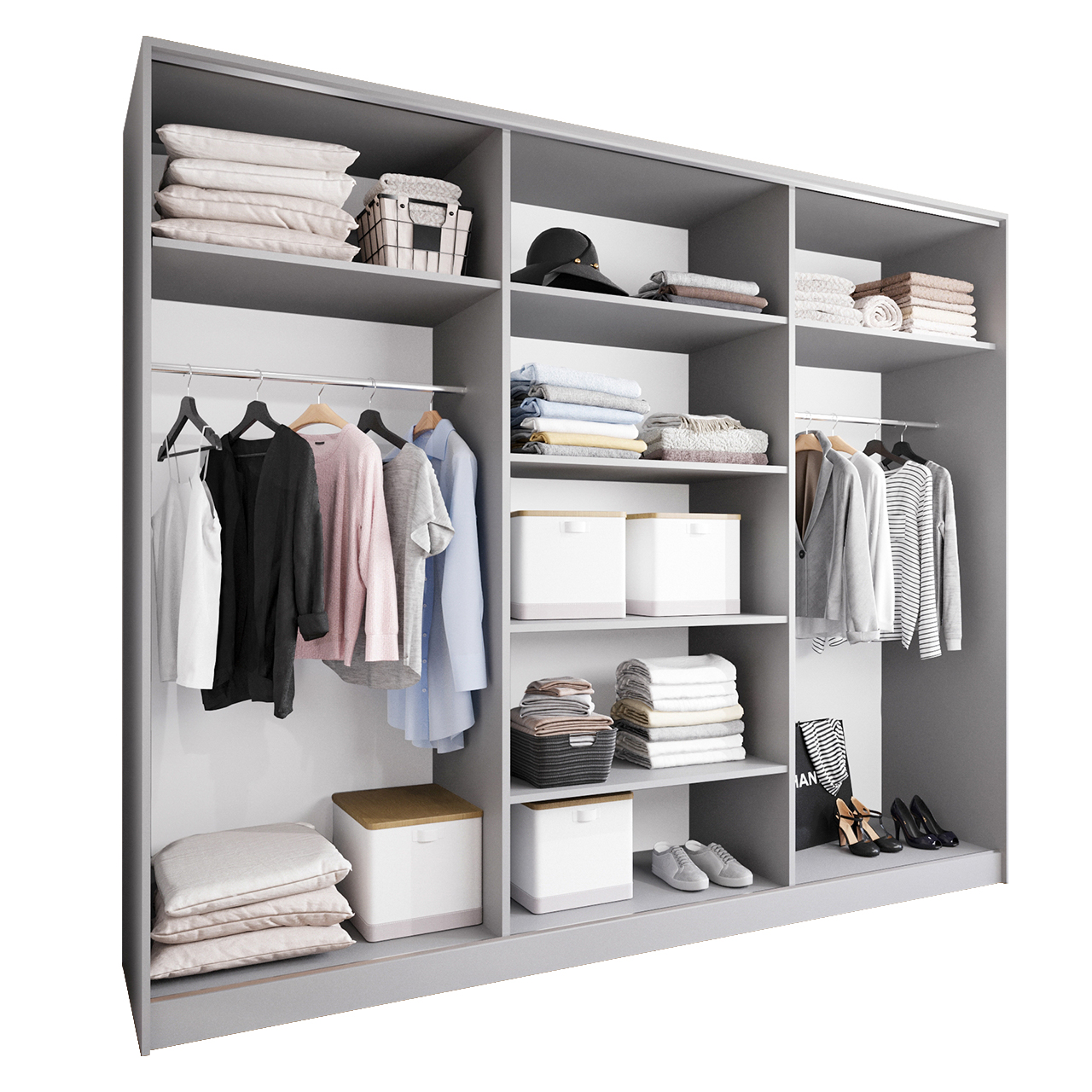 Szafa przesuwna z lustrem SOLI B 250 szary / dąb wotan / czarny - obrazek 3